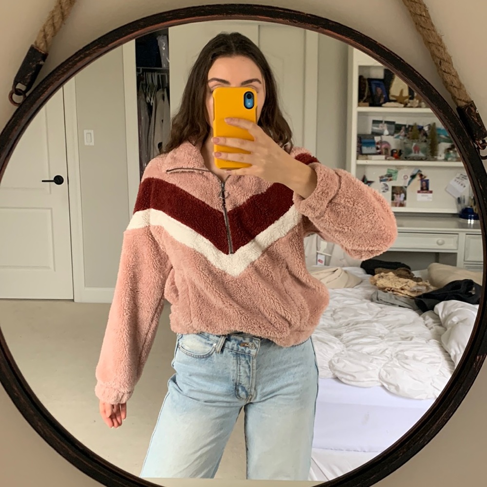 quarter zip chevron sweatshirt